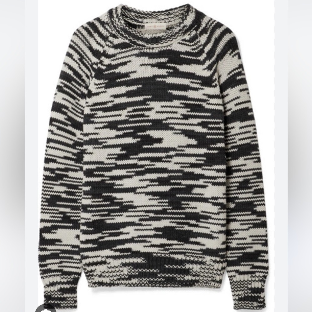 Tory Burch Olivia Mélange 100% Merino Wool Sweater XL